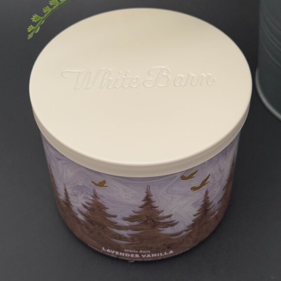 BBW Lavender Vanilla White Barn Bath & Body Works 3 Wick Candle - Picture 4 of 10